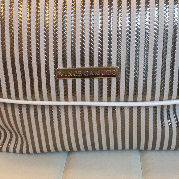 NWT Vince Camuto Metallic Striped Clutch 
Cosmetic Bag - Picture 1 of 13
